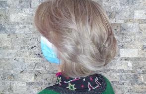 long brown hair to blond bob 